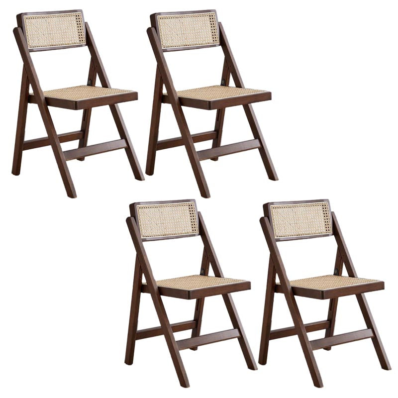 Traditional Folding Rattan Side Chair Wood Dining Side Chair Walnut 4 Piece Set Clearhalo 'Dining Chairs' 'Dining Tables & Seating' 'dining_chair' 'furn' 'furn_dining_chair' 'Furniture' 'Kitchen & Dining Furniture' 5304040
