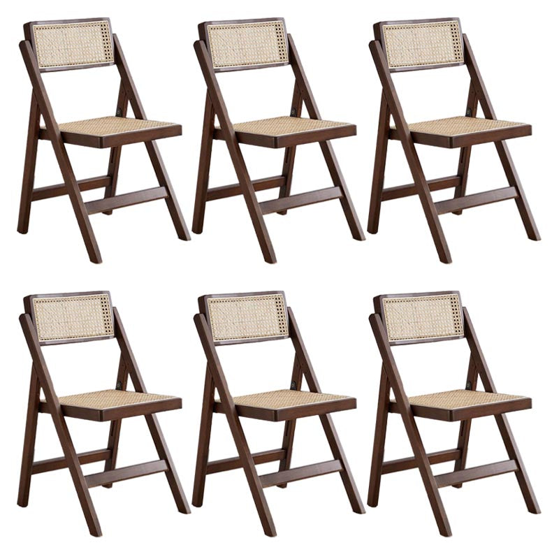 Traditional Folding Rattan Side Chair Wood Dining Side Chair Walnut 6 Piece Set Clearhalo 'Dining Chairs' 'Dining Tables & Seating' 'dining_chair' 'furn' 'furn_dining_chair' 'Furniture' 'Kitchen & Dining Furniture' 5304042