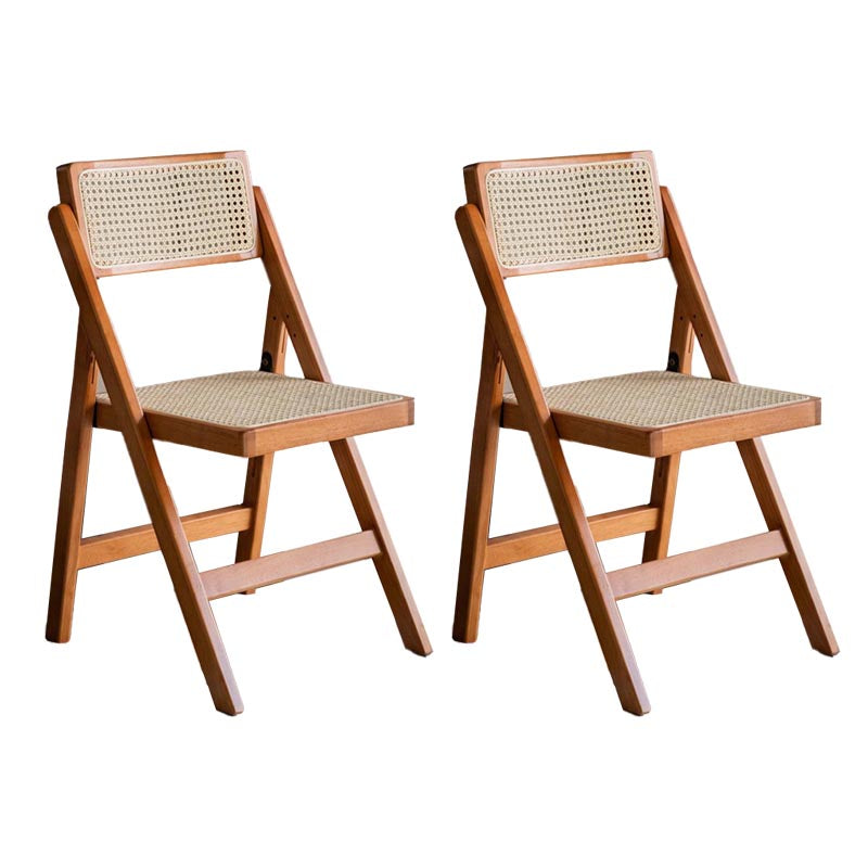 Traditional Folding Rattan Side Chair Wood Dining Side Chair Cherry Wood 2 Piece Set Clearhalo 'Dining Chairs' 'Dining Tables & Seating' 'dining_chair' 'furn' 'furn_dining_chair' 'Furniture' 'Kitchen & Dining Furniture' 5304046