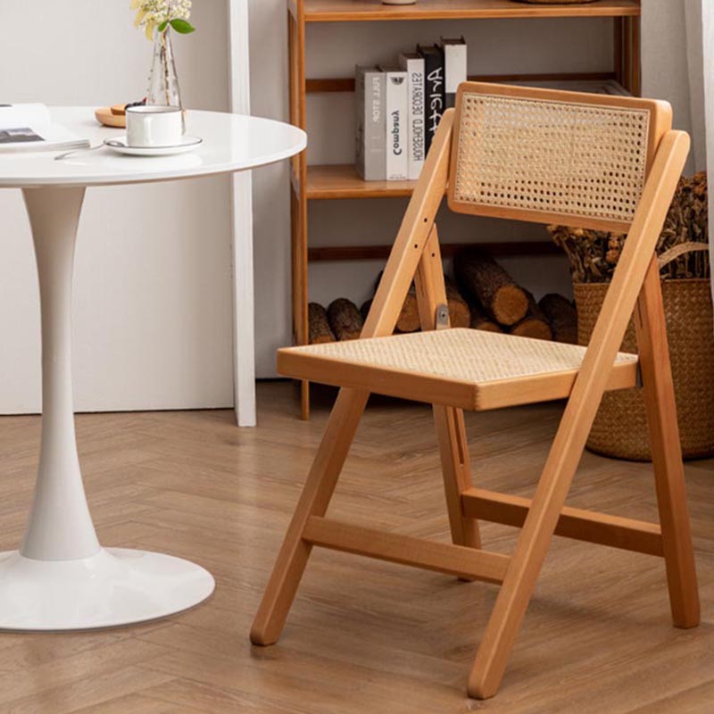 Traditional Folding Rattan Side Chair Wood Dining Side Chair Clearhalo 'Dining Chairs' 'Dining Tables & Seating' 'dining_chair' 'furn' 'furn_dining_chair' 'Furniture' 'Kitchen & Dining Furniture' 5304047