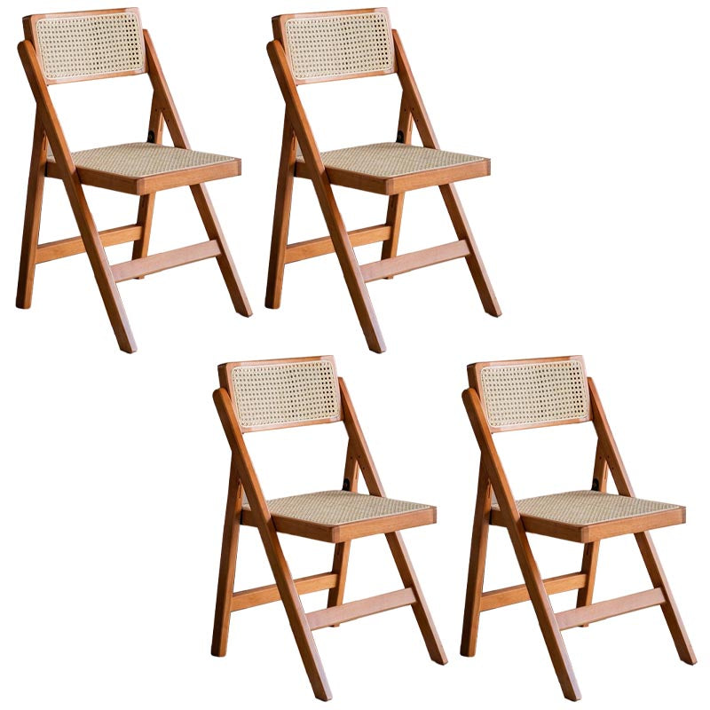Traditional Folding Rattan Side Chair Wood Dining Side Chair Cherry Wood 4 Piece Set Clearhalo 'Dining Chairs' 'Dining Tables & Seating' 'dining_chair' 'furn' 'furn_dining_chair' 'Furniture' 'Kitchen & Dining Furniture' 5304048