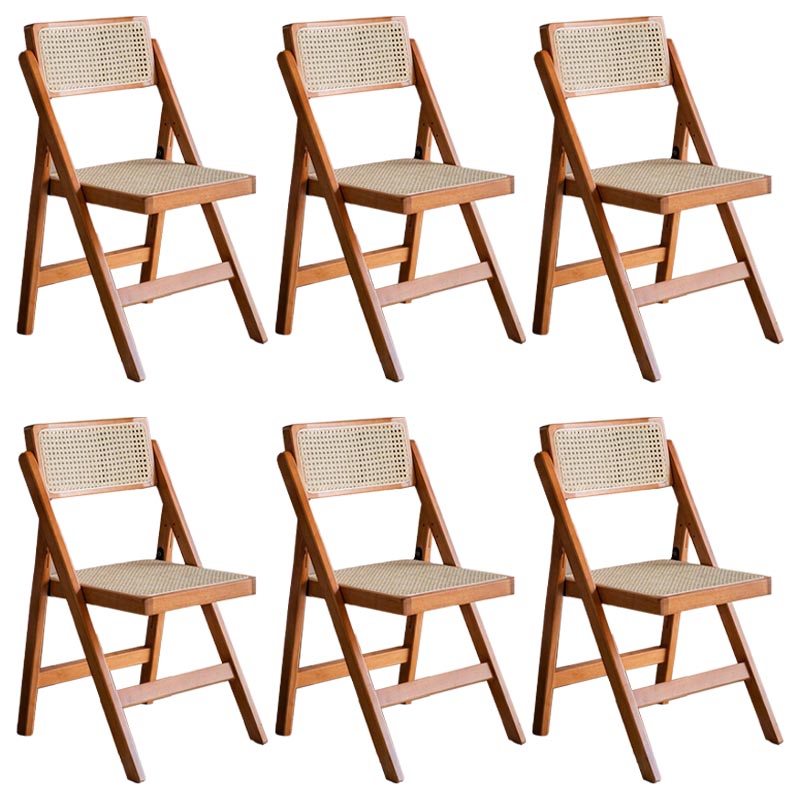 Traditional Folding Rattan Side Chair Wood Dining Side Chair Cherry Wood 6 Piece Set Clearhalo 'Dining Chairs' 'Dining Tables & Seating' 'dining_chair' 'furn' 'furn_dining_chair' 'Furniture' 'Kitchen & Dining Furniture' 5304049