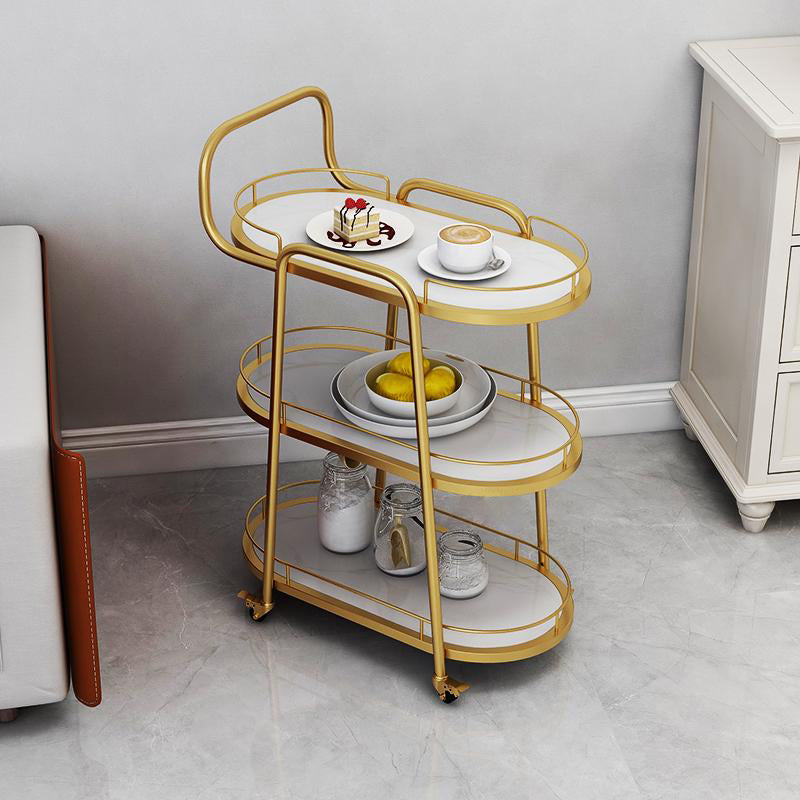 33.86" High Rolling Modern Prep Table Stone Prep Table for Dining Room