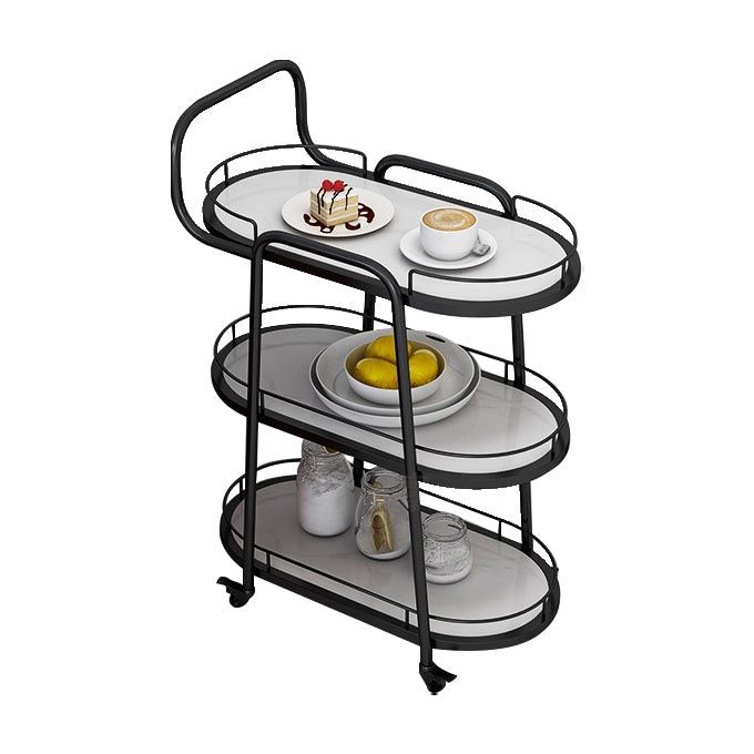 33.86" High Rolling Modern Prep Table Stone Prep Table for Dining Room