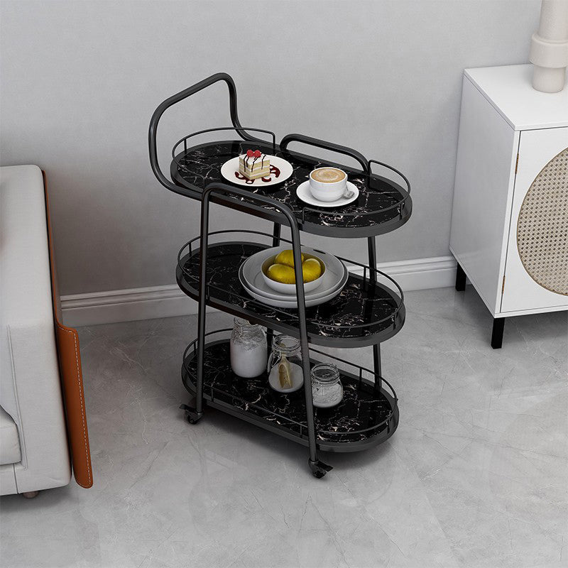 33.86" High Rolling Modern Prep Table Stone Prep Table for Dining Room