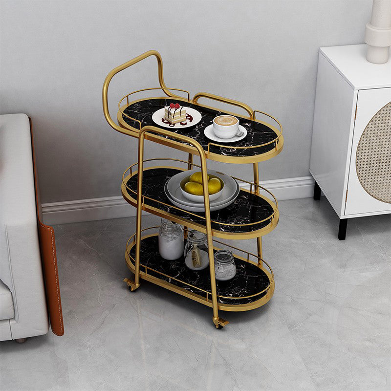 33.86" High Rolling Modern Prep Table Stone Prep Table for Dining Room