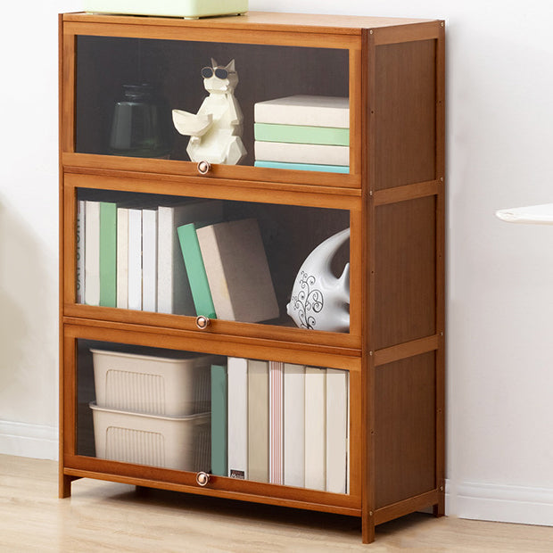 Brown Shelf Bookcase Door Standard Wood Bookcase for Home Office