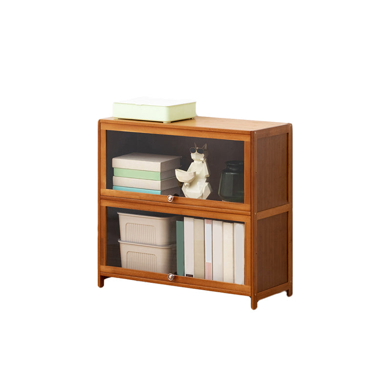Brown Shelf Bookcase Door Standard Wood Bookcase for Home Office