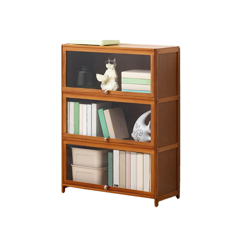 Brown Shelf Bookcase Door Standard Wood Bookcase for Home Office