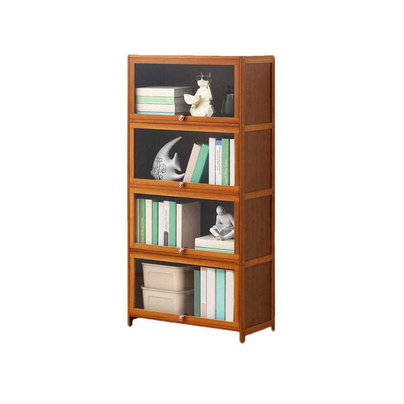 Brown Shelf Bookcase Door Standard Wood Bookcase for Home Office