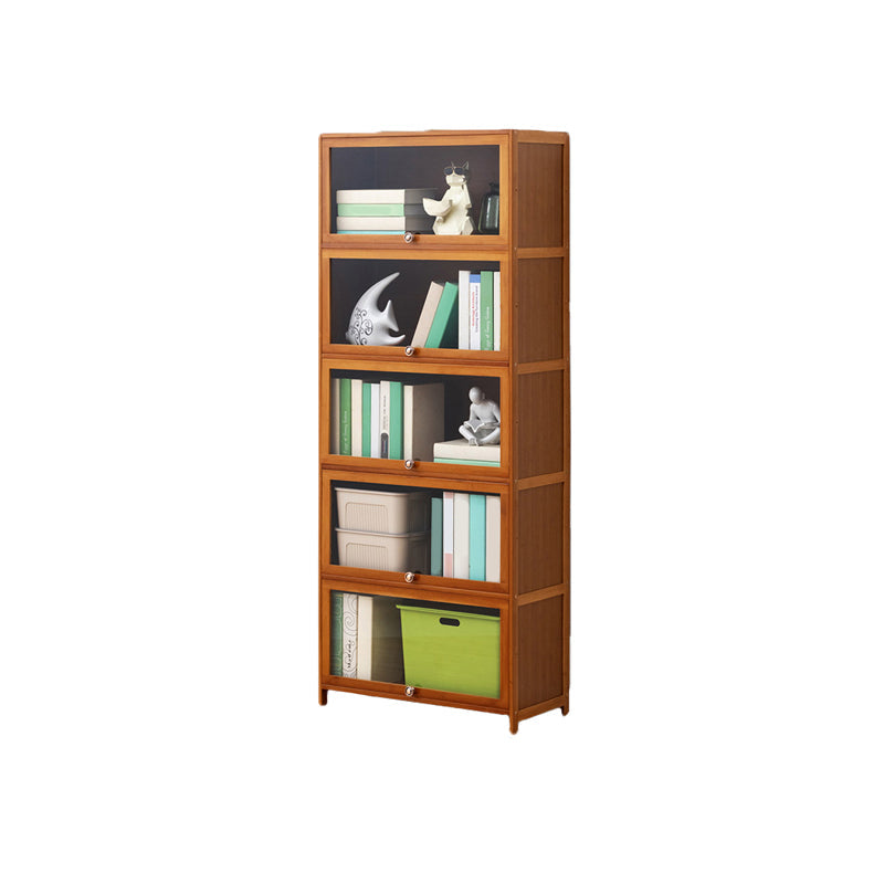 Brown Shelf Bookcase Door Standard Wood Bookcase for Home Office