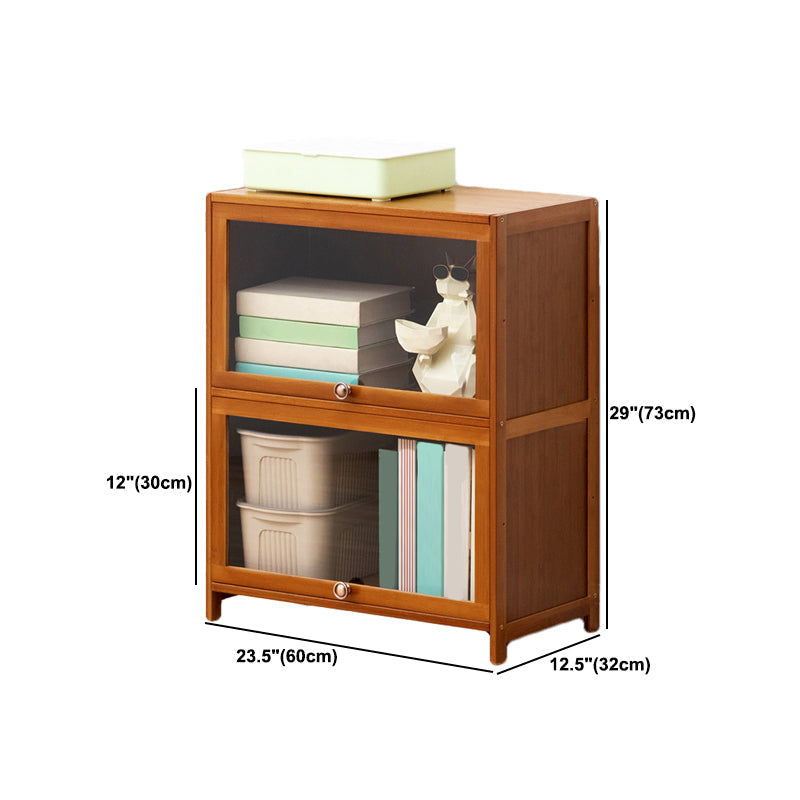Brown Shelf Bookcase Door Standard Wood Bookcase for Home Office