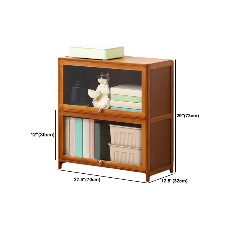 Brown Shelf Bookcase Door Standard Wood Bookcase for Home Office