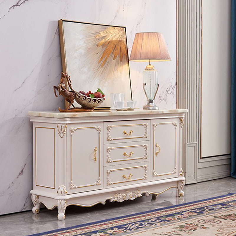 Glam Sideboard White Wood with Door and Drawer for Living Room Clearhalo 'buffet_sideboard' 'Buffets & Sideboards' 'furn' 'furn_buffet_sideboard' 'Furniture' 'Kitchen & Dining Furniture' 5304405