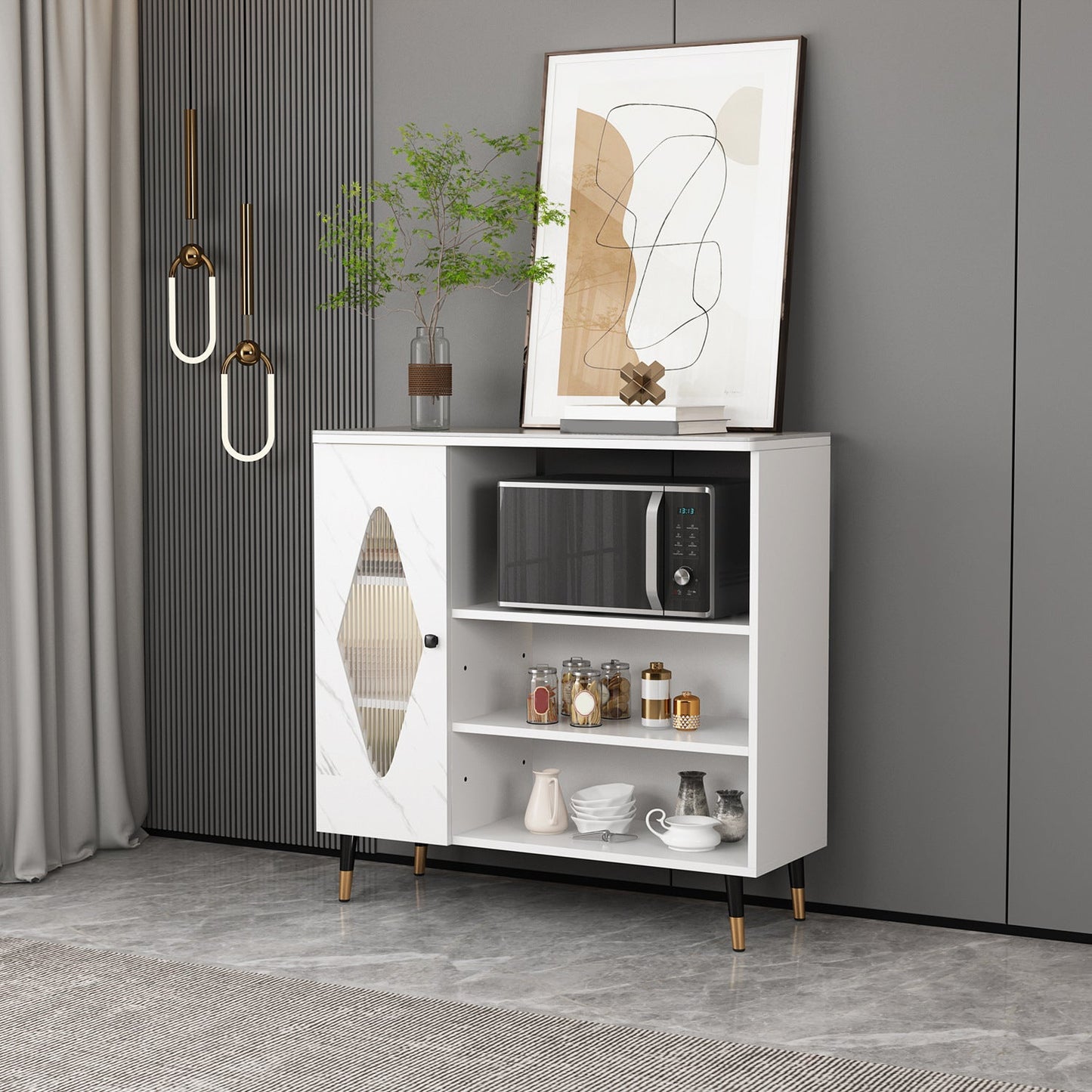 Schedate sideboard Glam Stone Scaffali per sala da pranzo Sideboard