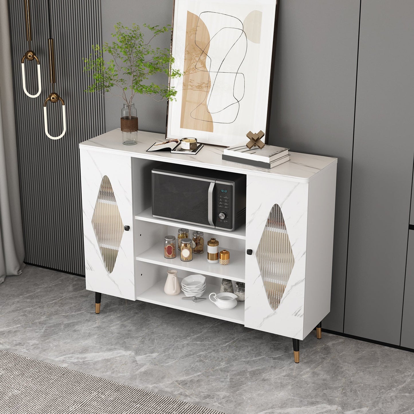 Schedate sideboard Glam Stone Scaffali per sala da pranzo Sideboard