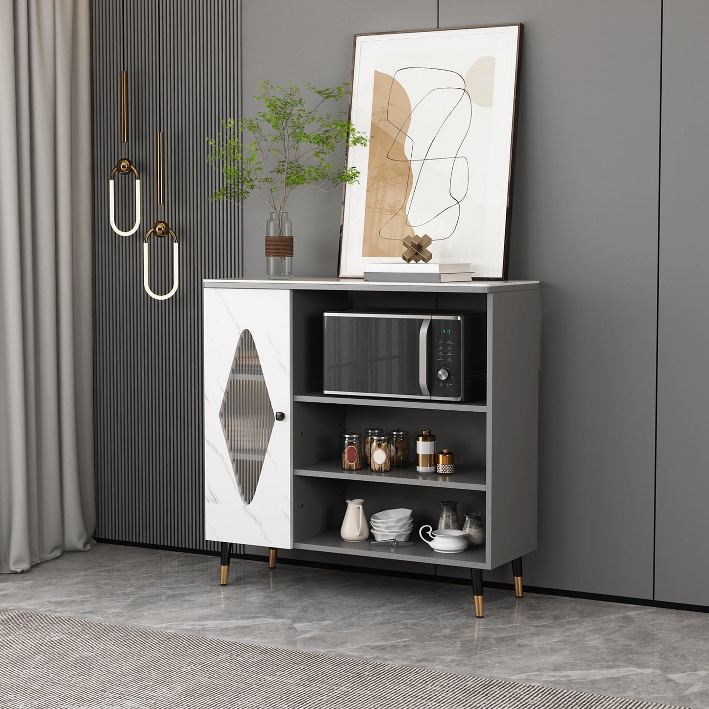 Schedate sideboard Glam Stone Scaffali per sala da pranzo Sideboard