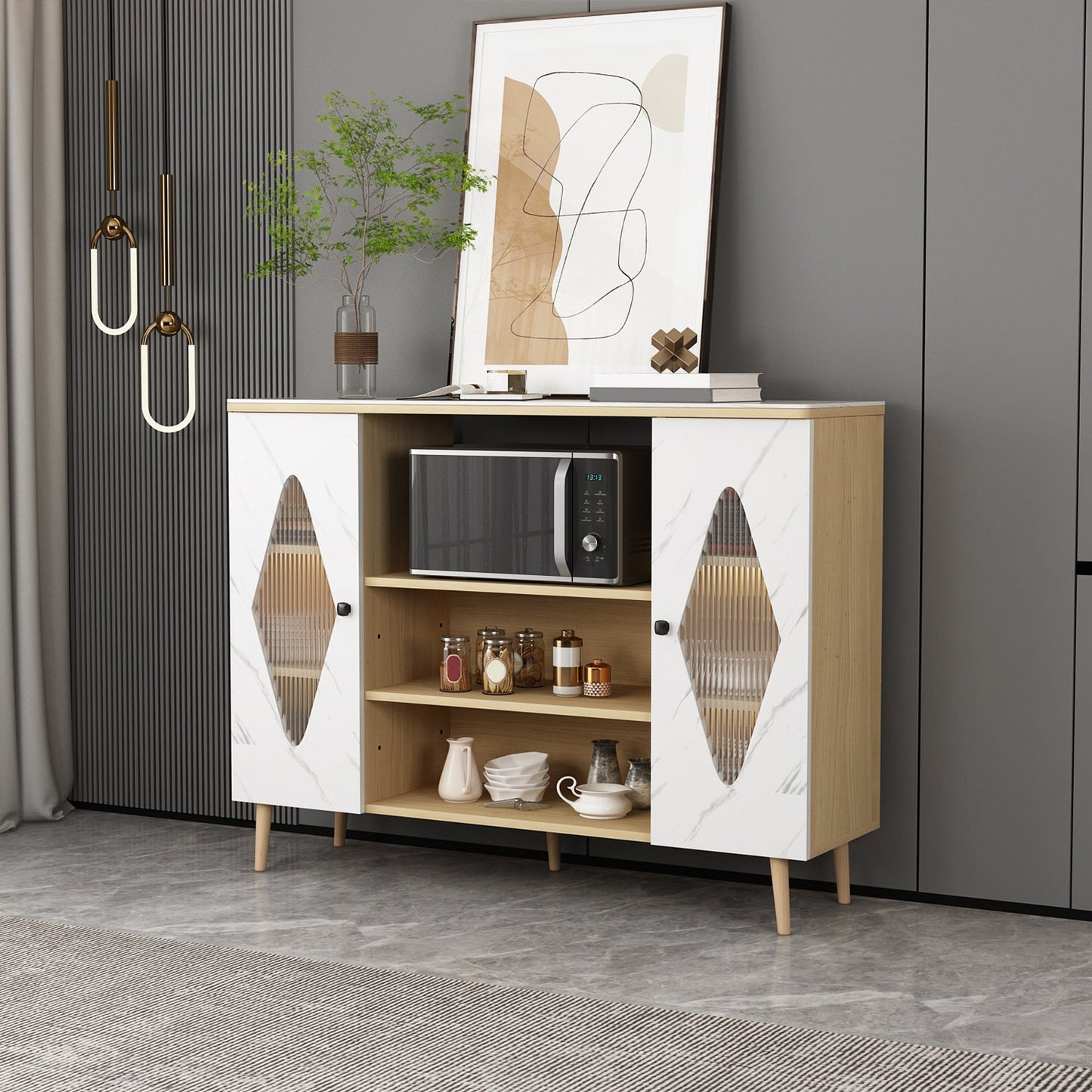 Schedate sideboard Glam Stone Scaffali per sala da pranzo Sideboard
