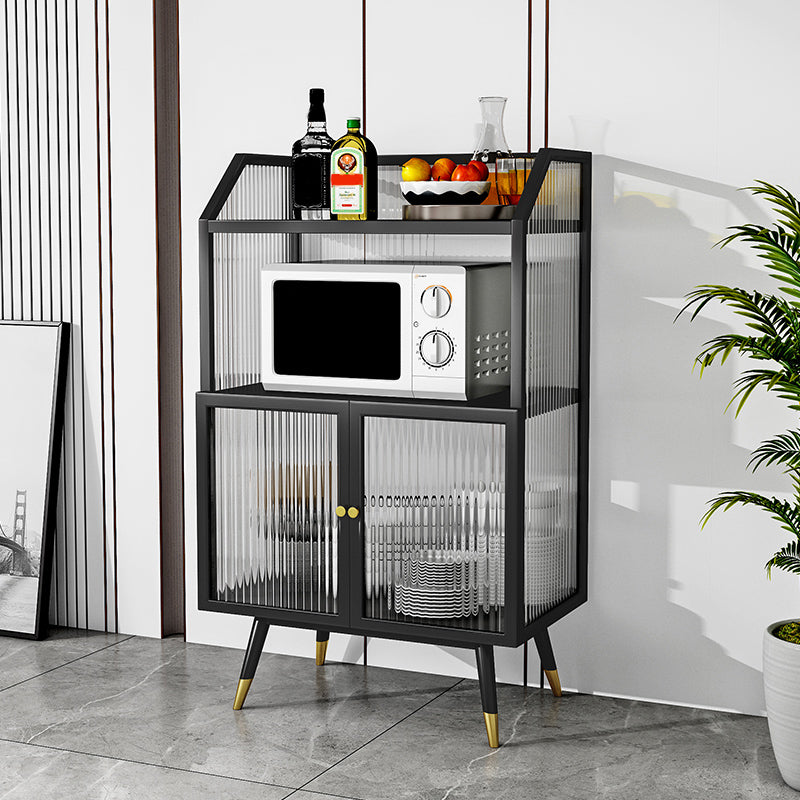 Glass Doors Metal Sideboard Glam Style Kitchen Dining Sideboard Clearhalo 'buffet_sideboard' 'Buffets & Sideboards' 'furn' 'furn_buffet_sideboard' 'Furniture' 'Kitchen & Dining Furniture' 5304479