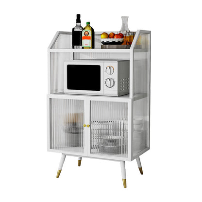 Glass Doors Metal Sideboard Glam Style Kitchen Dining Sideboard White Clearhalo 'buffet_sideboard' 'Buffets & Sideboards' 'furn' 'furn_buffet_sideboard' 'Furniture' 'Kitchen & Dining Furniture' 5304480