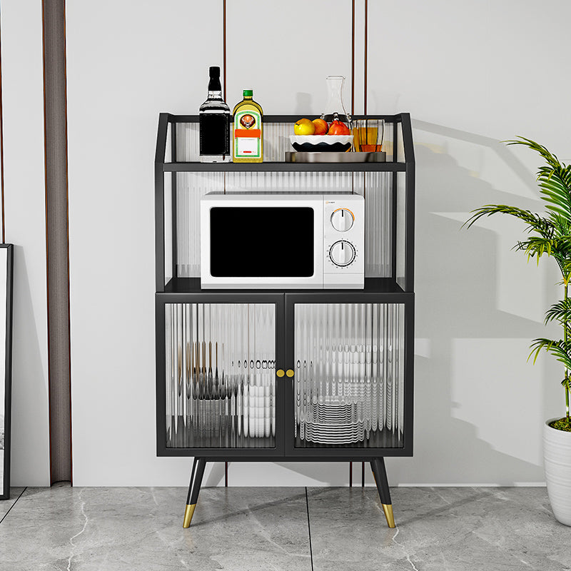 Glass Doors Metal Sideboard Glam Style Kitchen Dining Sideboard Clearhalo 'buffet_sideboard' 'Buffets & Sideboards' 'furn' 'furn_buffet_sideboard' 'Furniture' 'Kitchen & Dining Furniture' 5304482