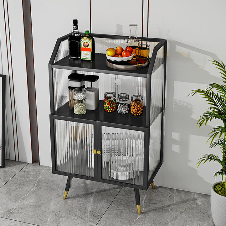 Glass Doors Metal Sideboard Glam Style Kitchen Dining Sideboard Clearhalo 'buffet_sideboard' 'Buffets & Sideboards' 'furn' 'furn_buffet_sideboard' 'Furniture' 'Kitchen & Dining Furniture' 5304483