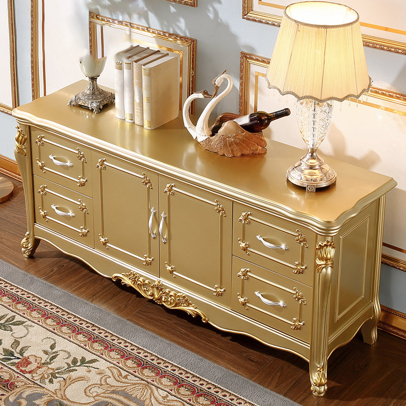 Glam Style Sideboard Wood Sideboard with Door and Drawer for Living Room Champagne Clearhalo 'buffet_sideboard' 'Buffets & Sideboards' 'furn' 'furn_buffet_sideboard' 'Furniture' 'Kitchen & Dining Furniture' 5304498