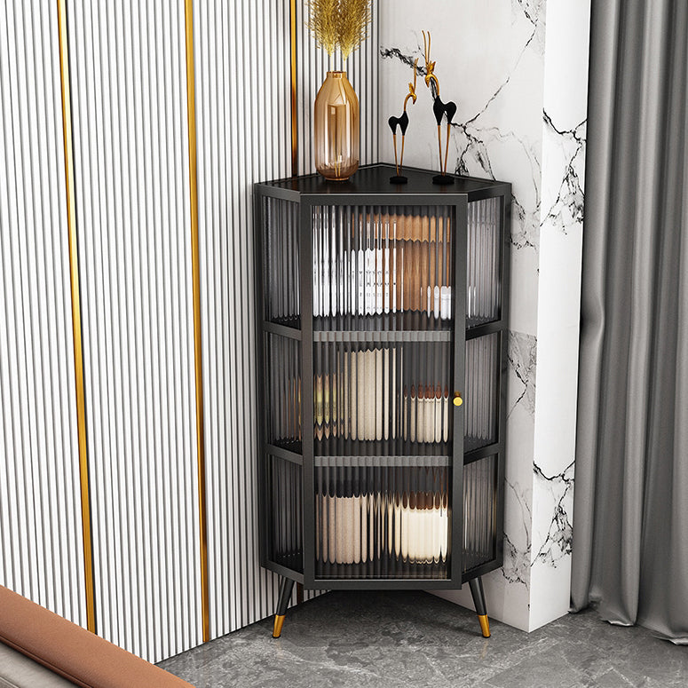 Iron Dining Room Sideboard Cabinet Modern Server Cabinet with Glass Door and Storage Clearhalo 'buffet_sideboard' 'Buffets & Sideboards' 'furn' 'furn_buffet_sideboard' 'Furniture' 'Kitchen & Dining Furniture' 5304536