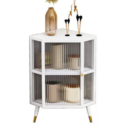 Iron Dining Room Sideboard Cabinet Modern Server Cabinet with Glass Door and Storage 15.7"L x 15.7"W x 29.5"H White Clearhalo 'buffet_sideboard' 'Buffets & Sideboards' 'furn' 'furn_buffet_sideboard' 'Furniture' 'Kitchen & Dining Furniture' 5304542