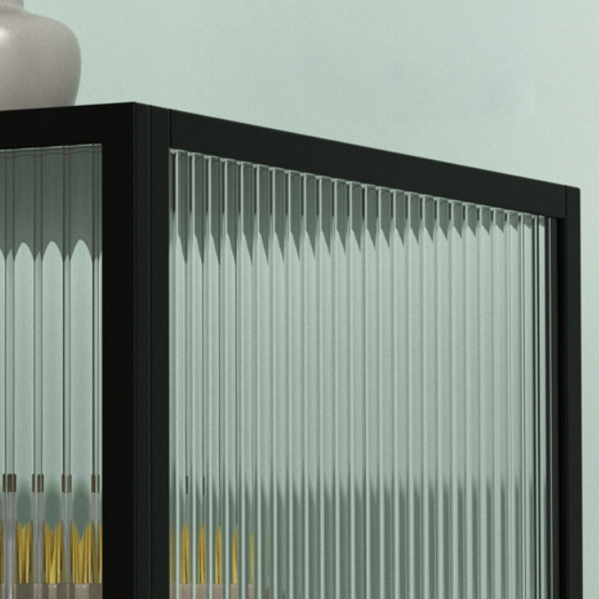 Iron Dining Room Sideboard Cabinet Modern Server Cabinet with Glass Door and Storage Clearhalo 'buffet_sideboard' 'Buffets & Sideboards' 'furn' 'furn_buffet_sideboard' 'Furniture' 'Kitchen & Dining Furniture' 5304543