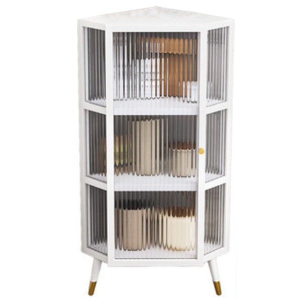 Iron Dining Room Sideboard Cabinet Modern Server Cabinet with Glass Door and Storage 16"L x 16"W x 41"H White Clearhalo 'buffet_sideboard' 'Buffets & Sideboards' 'furn' 'furn_buffet_sideboard' 'Furniture' 'Kitchen & Dining Furniture' 5304544