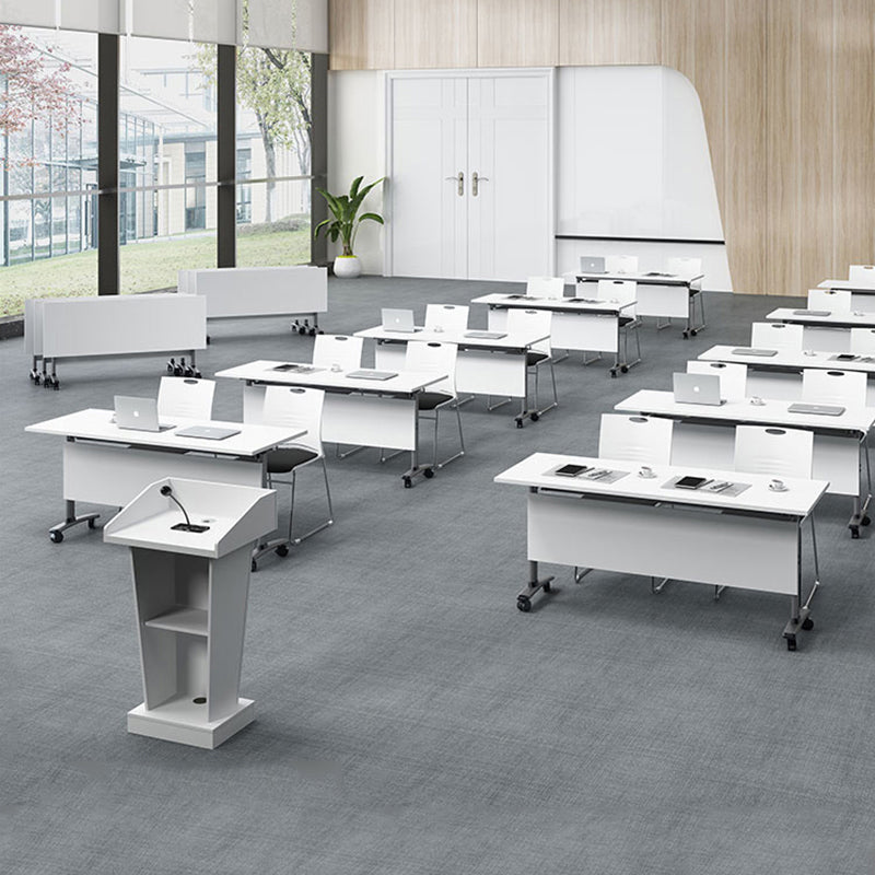 Folding Rectangular Writing Desk Manufactured Wood Top Desk with Caster Wheels Clearhalo 'furn' 'furn_office_desk' 'Furniture' 'Office Desks' 'Office Furniture' 'office_desk' 5304672