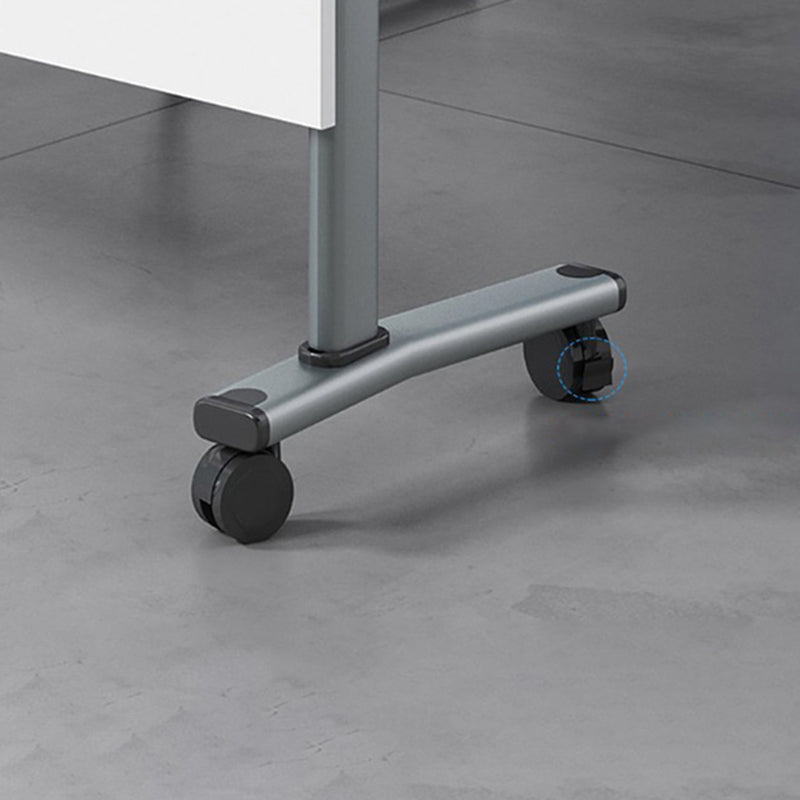 Folding Rectangular Writing Desk Manufactured Wood Top Desk with Caster Wheels Clearhalo 'furn' 'furn_office_desk' 'Furniture' 'Office Desks' 'Office Furniture' 'office_desk' 5304677