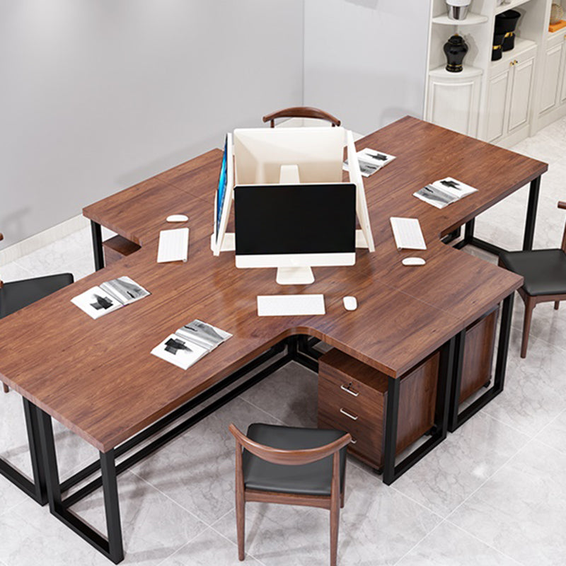 Mesa de escritura en el hogar Descripción de trabajo de madera maciza industrial en forma de L