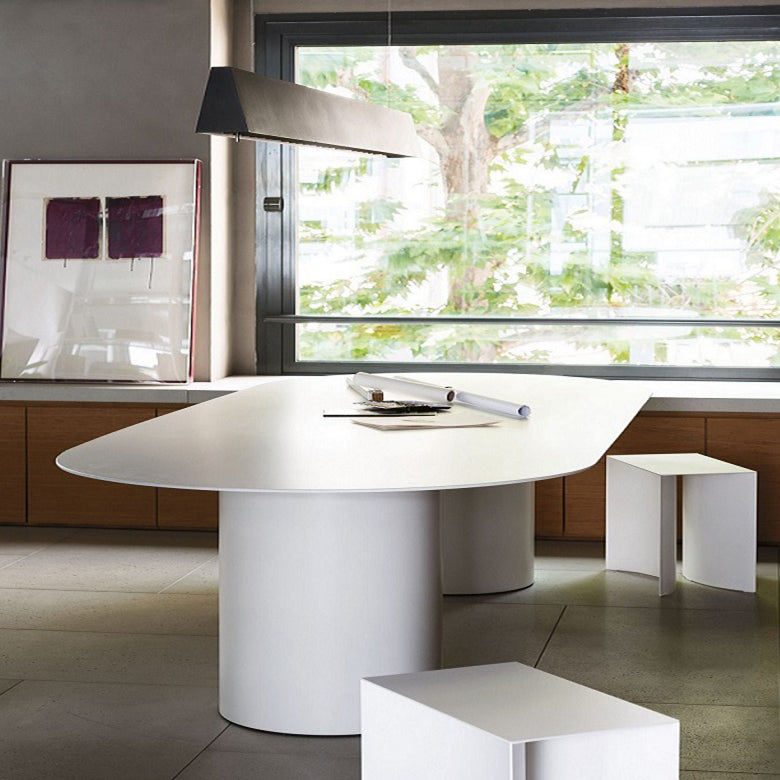 楕円形のライティングデスクソリッドウッドコンテンポラリースタイルミーティングオフィスデスク