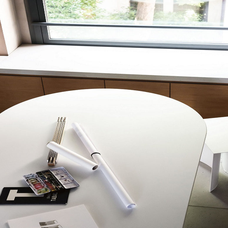 楕円形のライティングデスクソリッドウッドコンテンポラリースタイルミーティングオフィスデスク