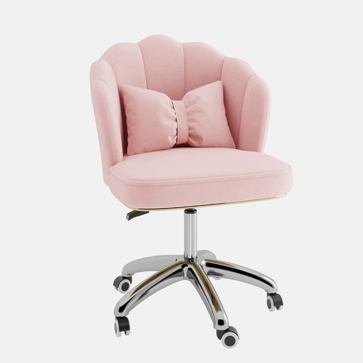 Metal Base Contemporary Office Chair Velvet Parsons Computer Desk Chair Pink Sponge Silver Clearhalo 'furn' 'furn_office_chair' 'Furniture' 'Office Chairs' 'Office Furniture' 'office_chair' 5304808