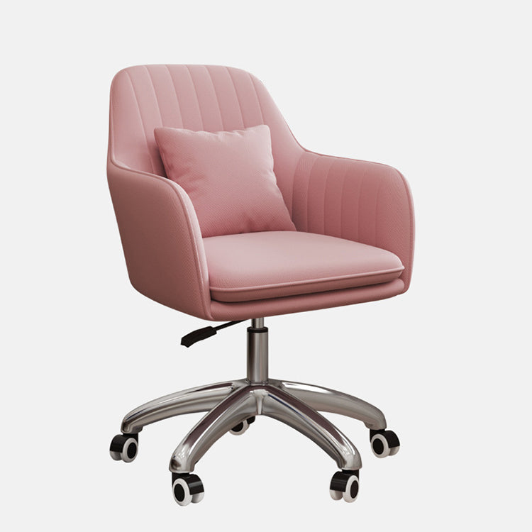 Metal Base Contemporary Office Chair Velvet Parsons Computer Desk Chair Pearl Pink Sponge White Clearhalo 'furn' 'furn_office_chair' 'Furniture' 'Office Chairs' 'Office Furniture' 'office_chair' 5304811