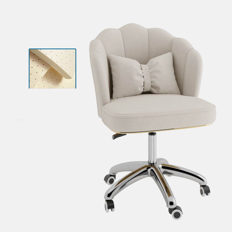 Metal Base Contemporary Office Chair Velvet Parsons Computer Desk Chair White Latex Silver Clearhalo 'furn' 'furn_office_chair' 'Furniture' 'Office Chairs' 'Office Furniture' 'office_chair' 5304814