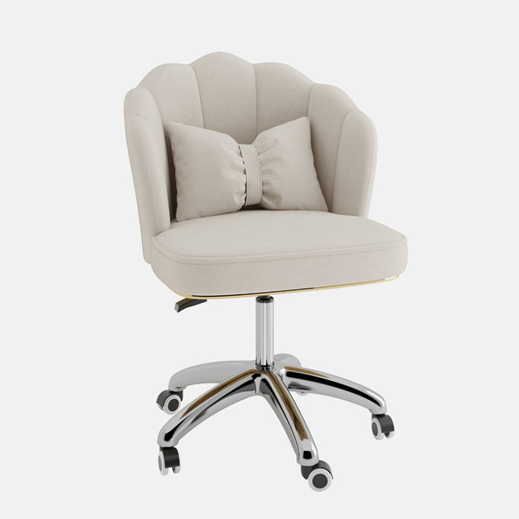 Metal Base Contemporary Office Chair Velvet Parsons Computer Desk Chair White Sponge Silver Clearhalo 'furn' 'furn_office_chair' 'Furniture' 'Office Chairs' 'Office Furniture' 'office_chair' 5304816