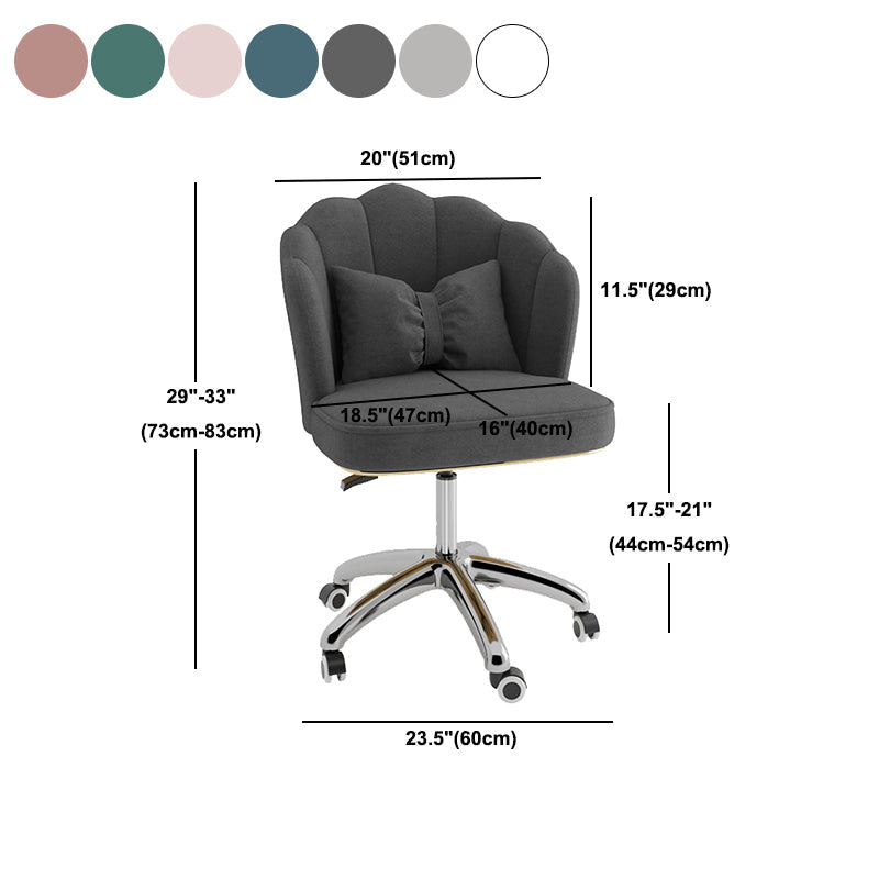 Metal Base Contemporary Office Chair Velvet Parsons Computer Desk Chair Clearhalo 'furn' 'furn_office_chair' 'Furniture' 'Office Chairs' 'Office Furniture' 'office_chair' 5304819