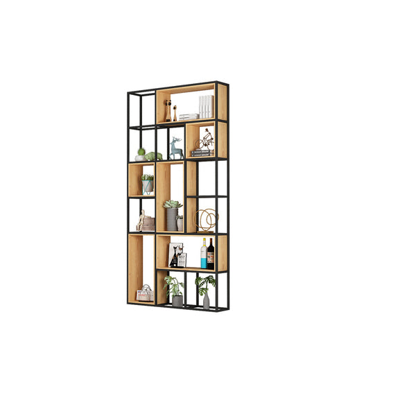 Modern Style Bookcase Metal Open Back Bookshelf for Office Use 47.2"L x 9.8"W x 94.5"H Clearhalo 'Bookcases' 'furn' 'furn_bookcases' 'Furniture' 'Office Furniture' 5305299