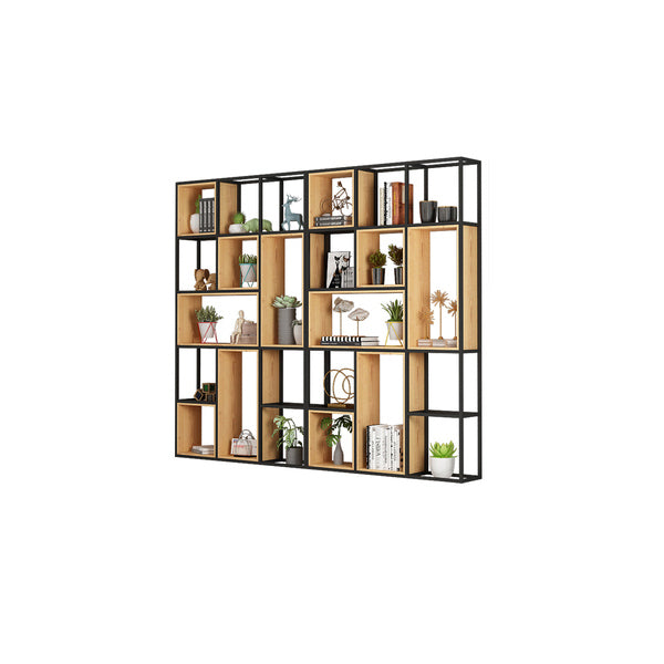 Modern Style Bookcase Metal Open Back Bookshelf for Office Use 94.5"L x 9.8"W x 78.7"H Clearhalo 'Bookcases' 'furn' 'furn_bookcases' 'Furniture' 'Office Furniture' 5305305