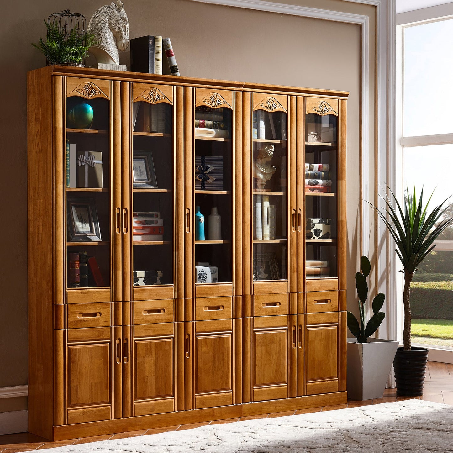 79 "H Modern Style Bookcase in legno massiccio di libreria chiusa con porta per l'home office