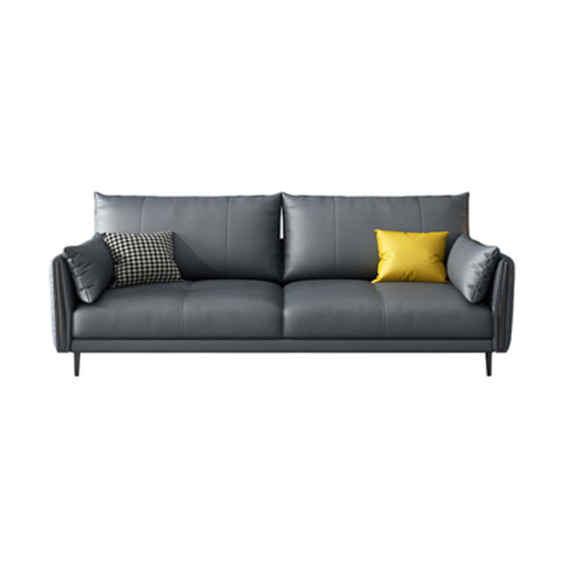 Grey Removable Cushions Faux Leather Straight Arm Sofa/Sectional with Wear-Resisting 67"L x 35"W x 36"H Clearhalo 'furn' 'furn_sectionals' 'Furniture' 'Living Room Furniture' 'Sectionals' 5305668