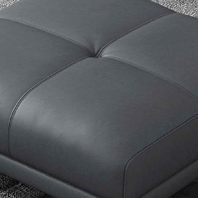 Grey Removable Cushions Faux Leather Straight Arm Sofa/Sectional with Wear-Resisting Clearhalo 'furn' 'furn_sectionals' 'Furniture' 'Living Room Furniture' 'Sectionals' 5305670