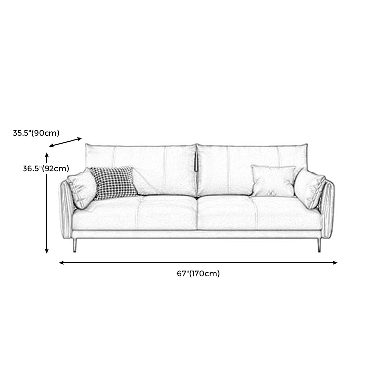 Grey Removable Cushions Faux Leather Straight Arm Sofa/Sectional with Wear-Resisting Clearhalo 'furn' 'furn_sectionals' 'Furniture' 'Living Room Furniture' 'Sectionals' 5305674