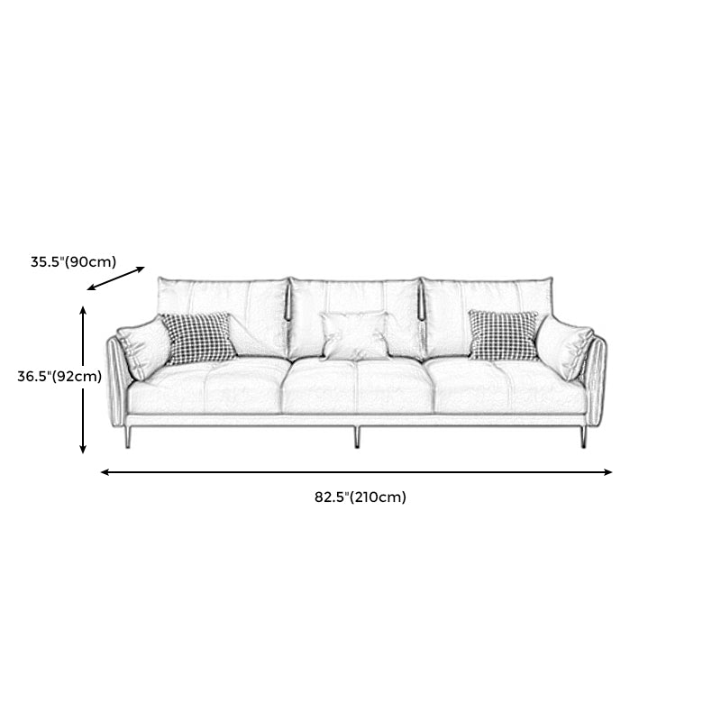 Grey Removable Cushions Faux Leather Straight Arm Sofa/Sectional with Wear-Resisting Clearhalo 'furn' 'furn_sectionals' 'Furniture' 'Living Room Furniture' 'Sectionals' 5305675