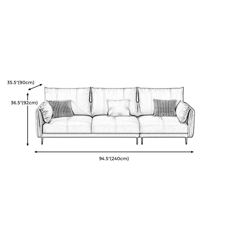 Grey Removable Cushions Faux Leather Straight Arm Sofa/Sectional with Wear-Resisting Clearhalo 'furn' 'furn_sectionals' 'Furniture' 'Living Room Furniture' 'Sectionals' 5305676