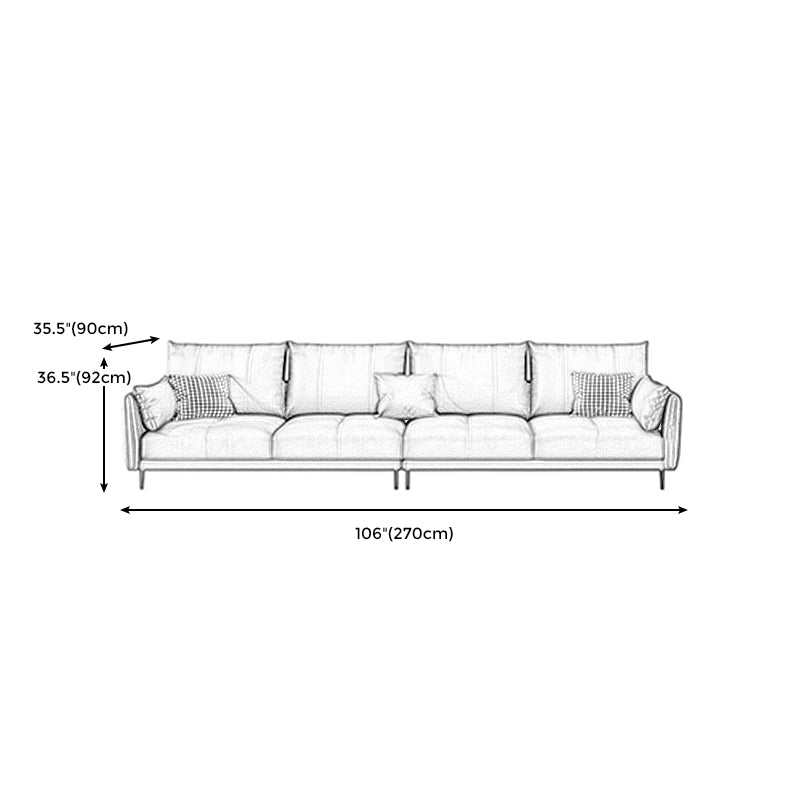 Grey Removable Cushions Faux Leather Straight Arm Sofa/Sectional with Wear-Resisting Clearhalo 'furn' 'furn_sectionals' 'Furniture' 'Living Room Furniture' 'Sectionals' 5305677